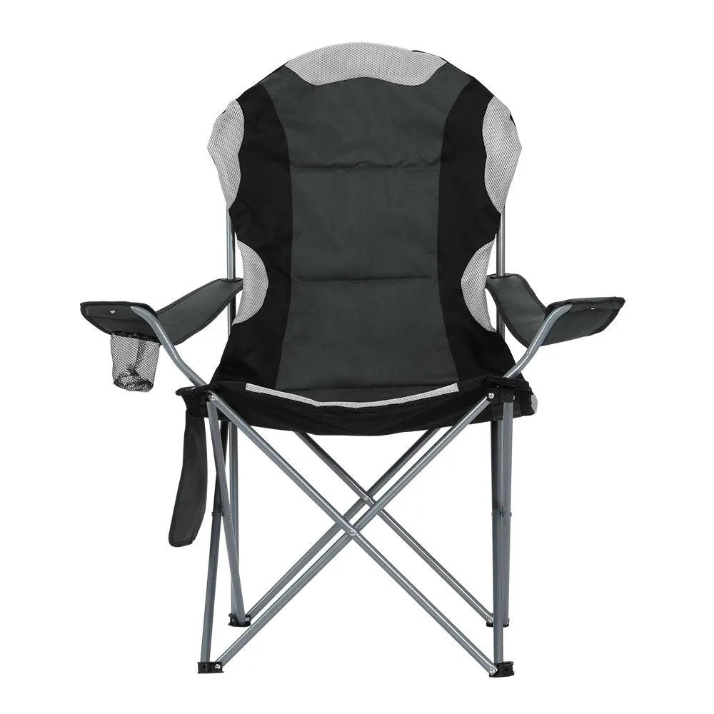 Padded Folding Camping Chairs 2pcs, Drink Holder, Steel Frame - Weisshorn