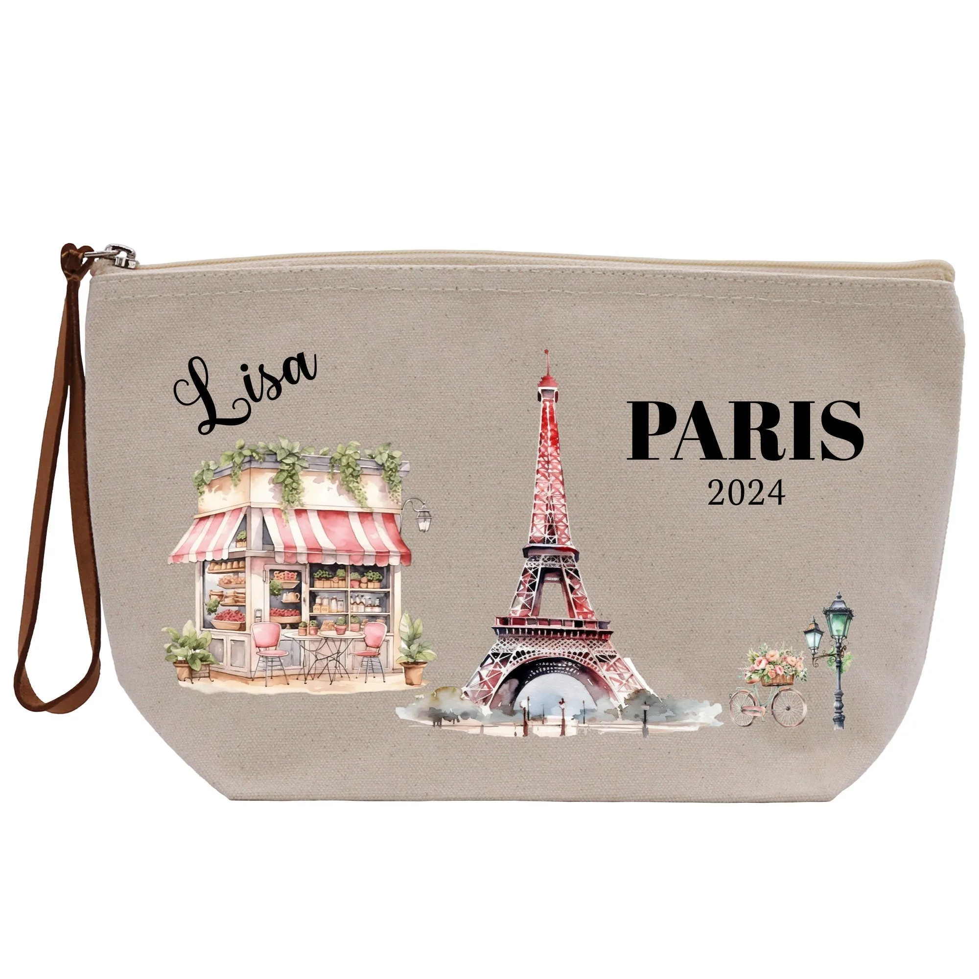 Paris Trip Makeup Bag Paris Trip Wristlet Paris Gift Ideas Paris Tower Travel Makeup Pouch Eiffel Tower Makeup Bag with Zipper (TLMP1001)