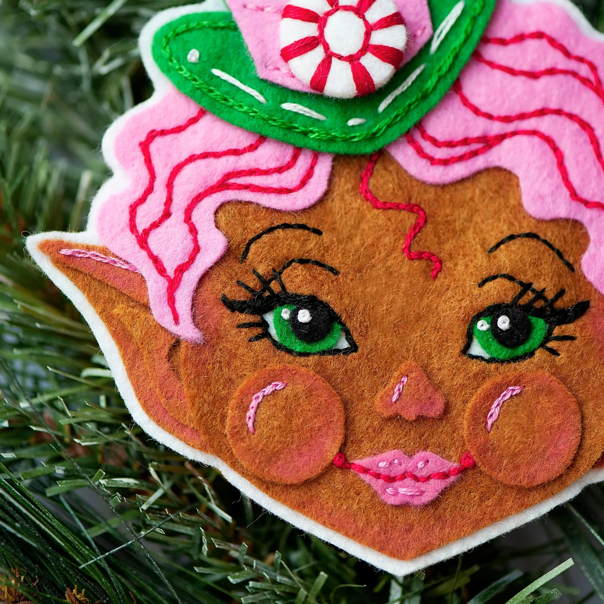 Peppermint Candy Elf Wool Felt Ornament PDF Pattern