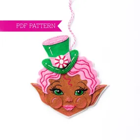 Peppermint Candy Elf Wool Felt Ornament PDF Pattern