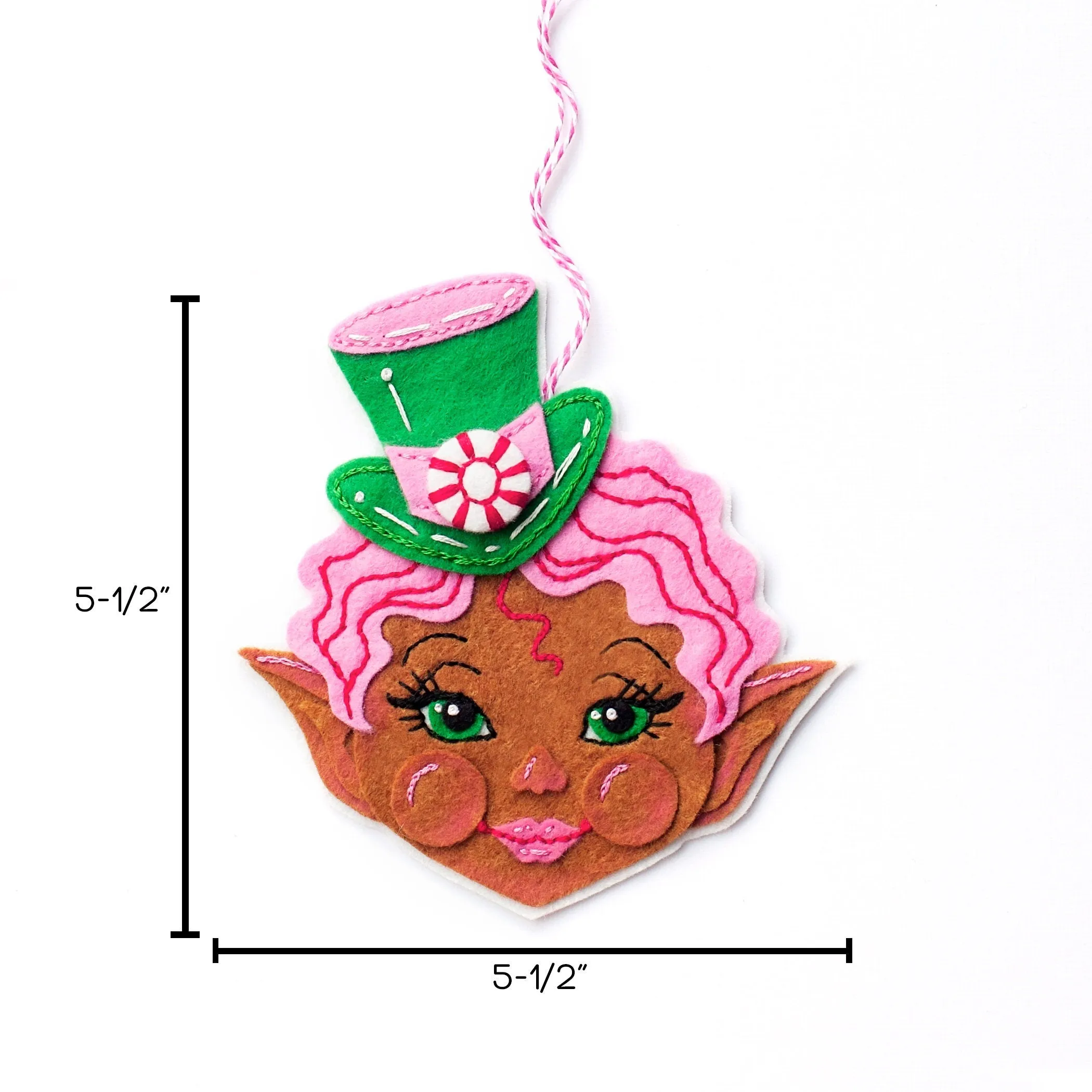 Peppermint Candy Elf Wool Felt Ornament PDF Pattern