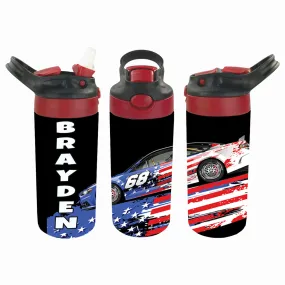 Personalized Kids' 12oz Double Walled Stainless Steel Bottle - Americana Racing