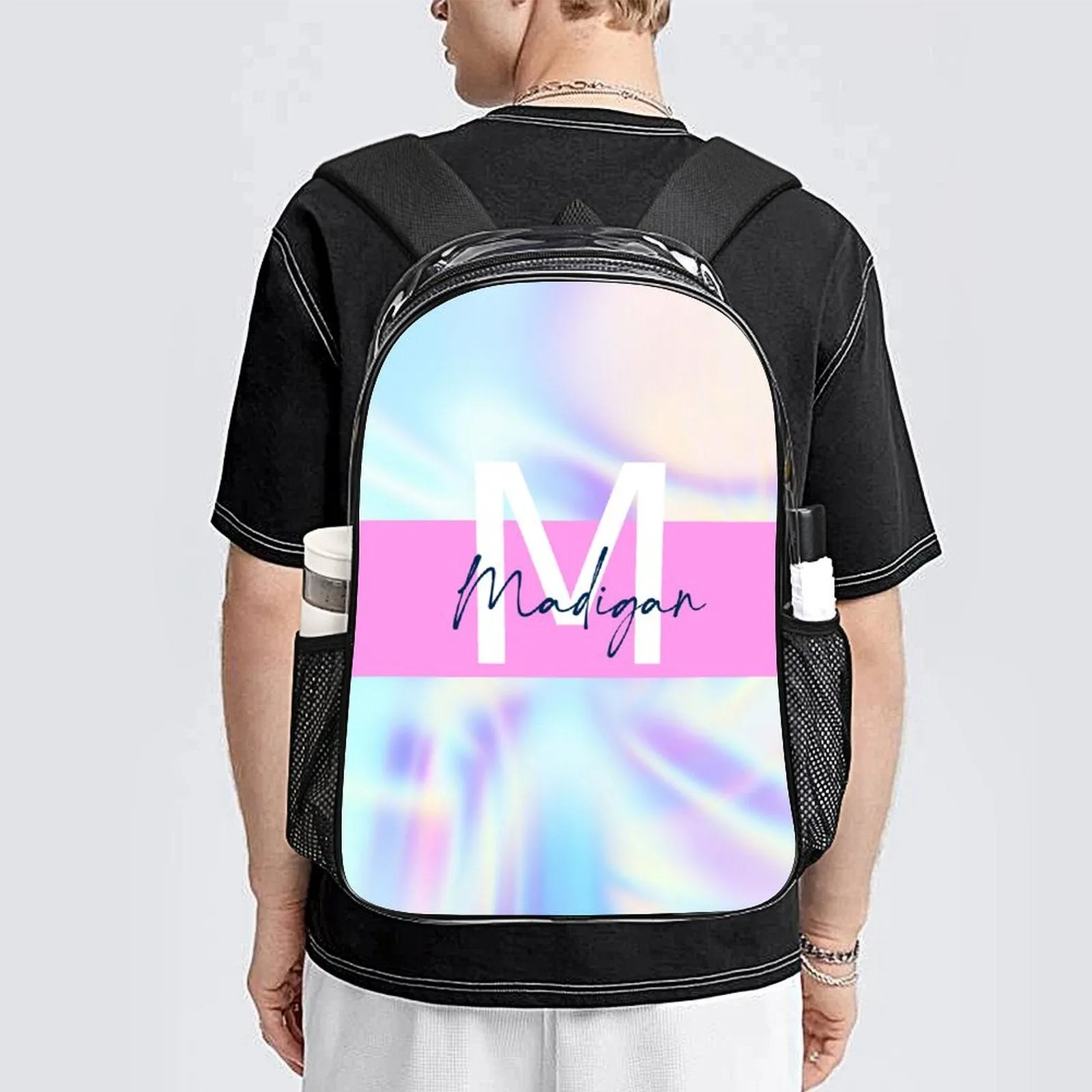 Personalized Name/Text 17 Inch Transparent Backpack