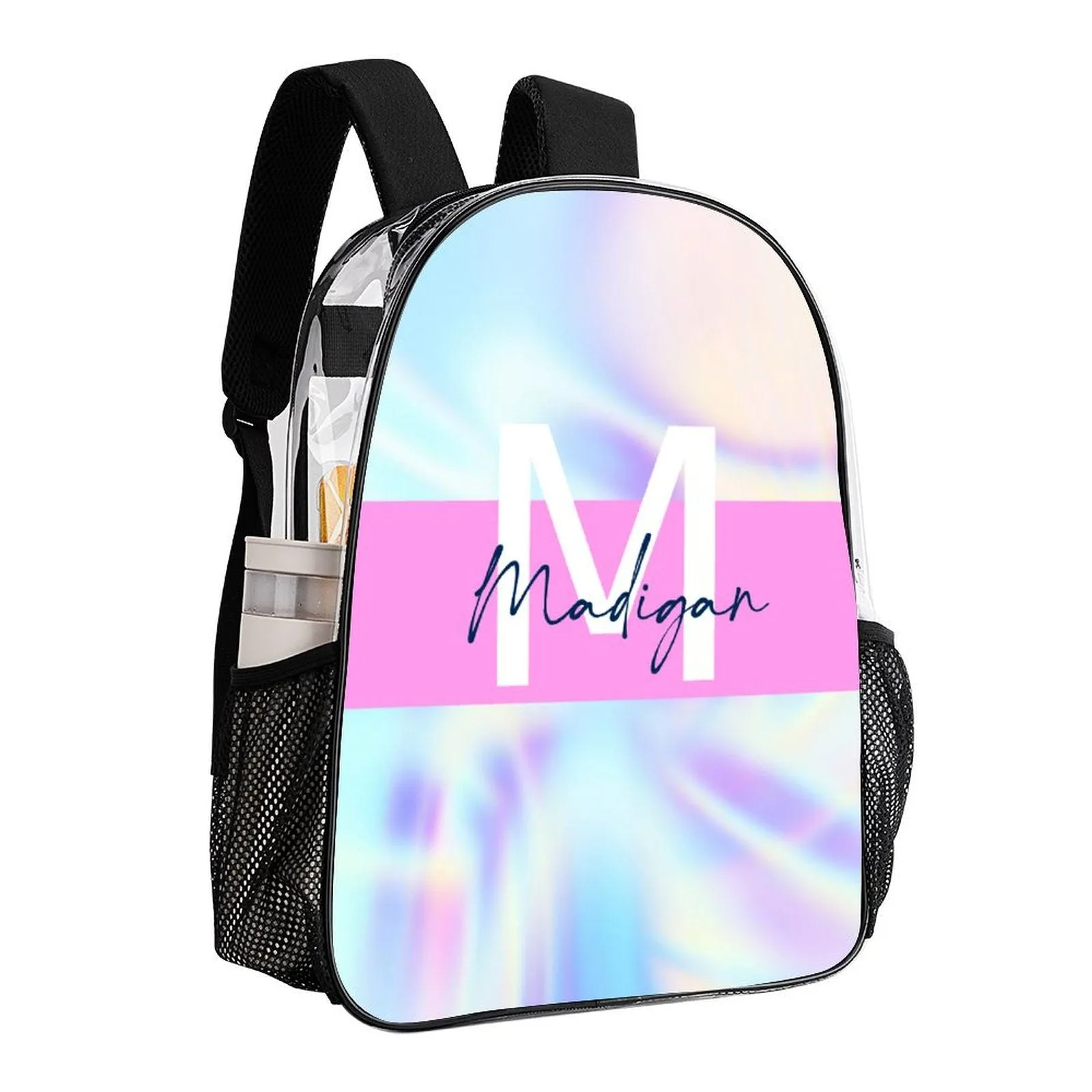 Personalized Name/Text 17 Inch Transparent Backpack