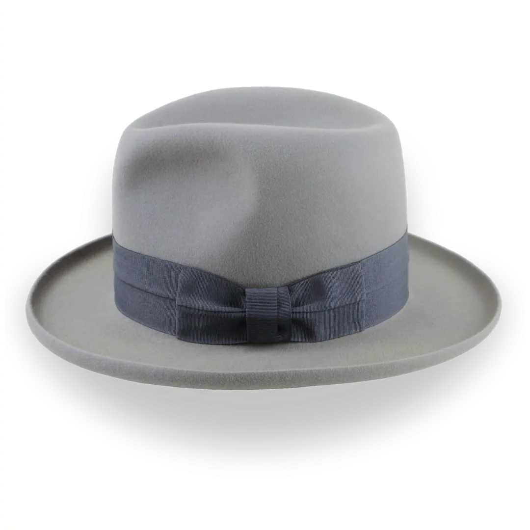 Pewter Grey Pencil Brim Fedora with Exclusive Ribbon Hatband | The Hiero