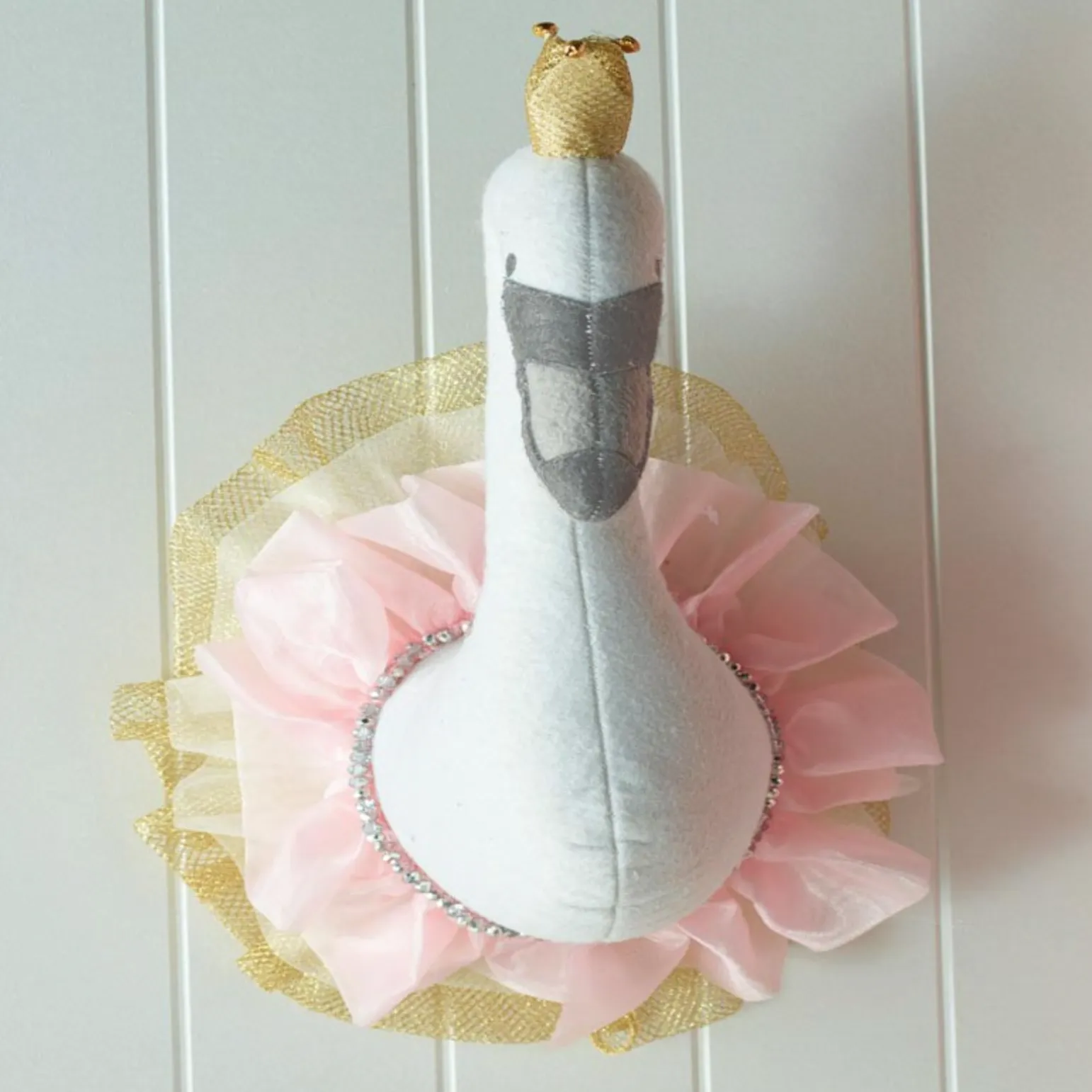 Pink Swan Princess Wall Art Felt Swan