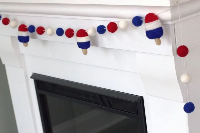 Popsicle Garland- Red, White, Blue