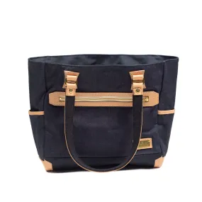 "Ever" tote bag in cotton/nylon denim-effect Cordura and natural color leather