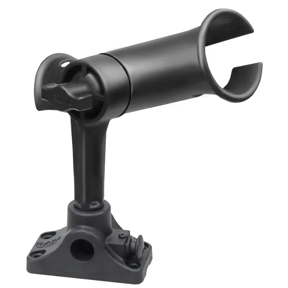 RAM Mount RAM Tube Jr. Fishing Rod Holder, Standard 4" Length Post Spline & Combo Bulkhead/Flat Surface Base w/Plunger [RAP-390-SBMPU]