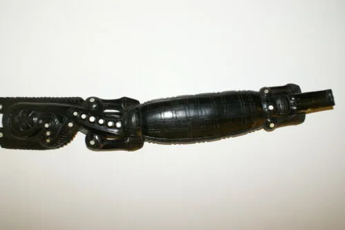 Rare Oceanic Hand Carved Ebony Crocodile Alligator Carving Mother Pearl 1A24,25