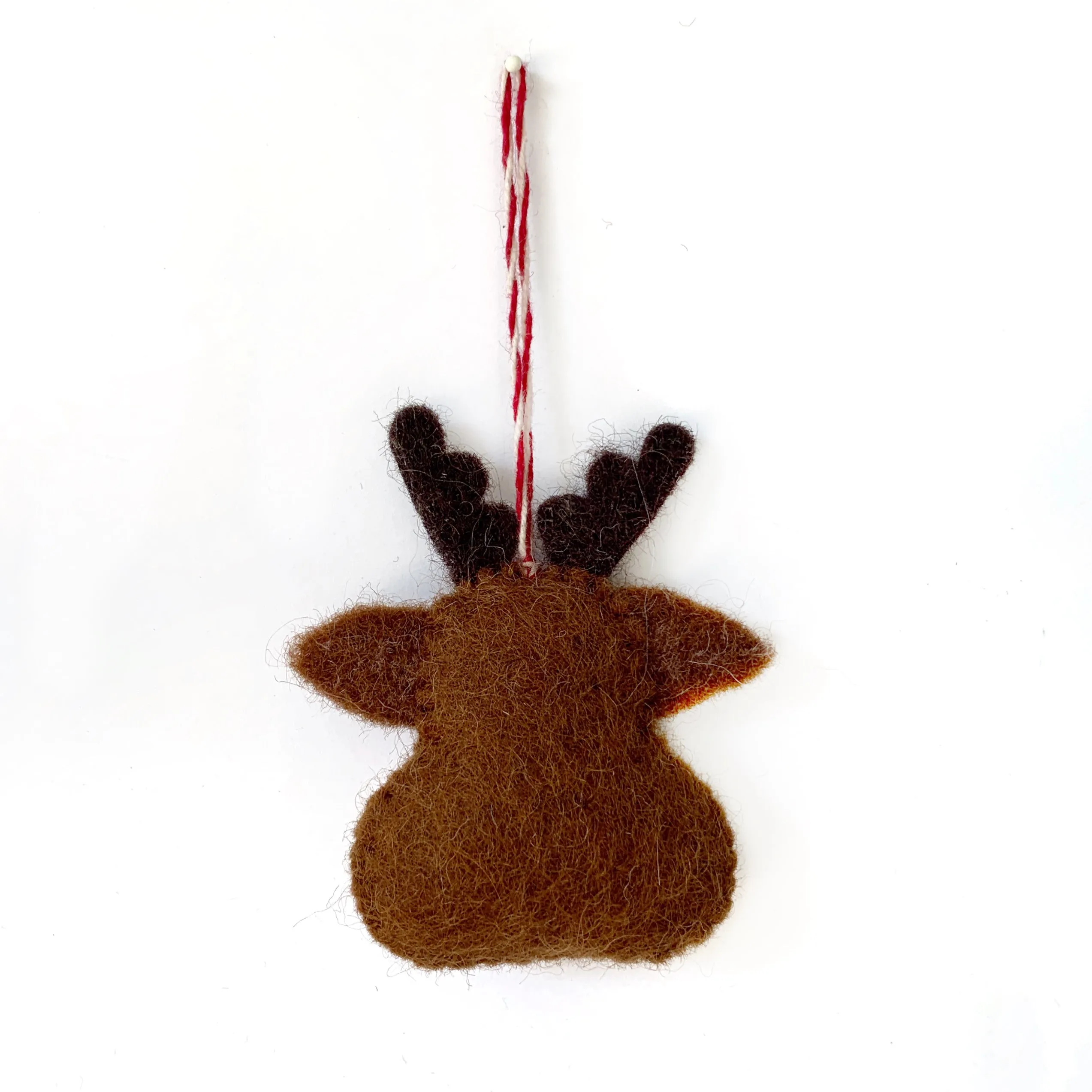 Red Nosed Reindeer Ornament, Felt Wool