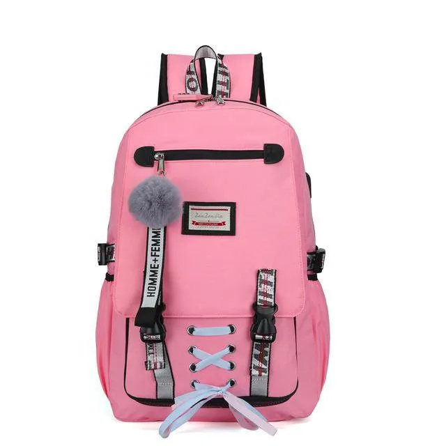 School Backpack With USB Charging Port Anti-Theft