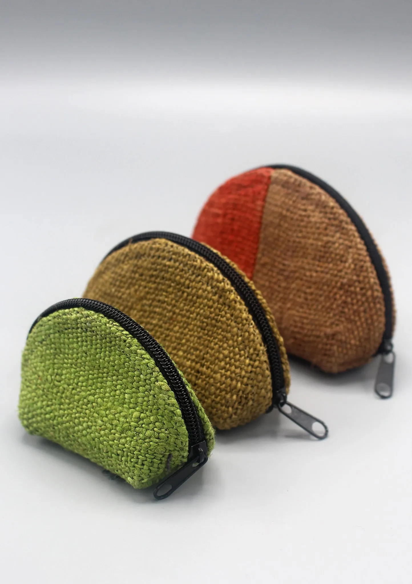 Set of Three Eco-friendly Hemp Zipper Coin Purse