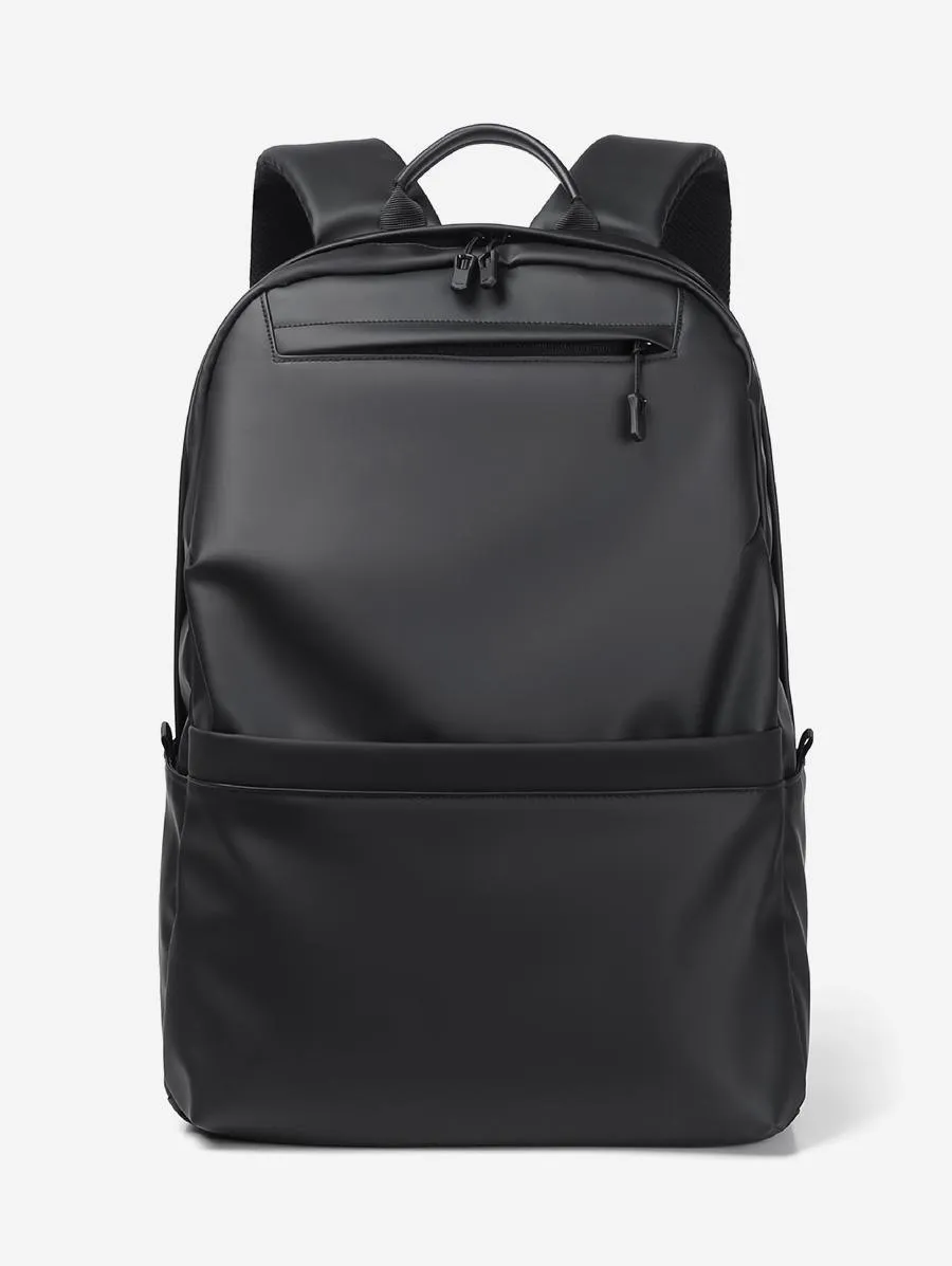 Simple PU Solid Color Backpack - Black|Grey|Blue