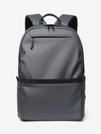 Simple PU Solid Color Backpack - Black|Grey|Blue