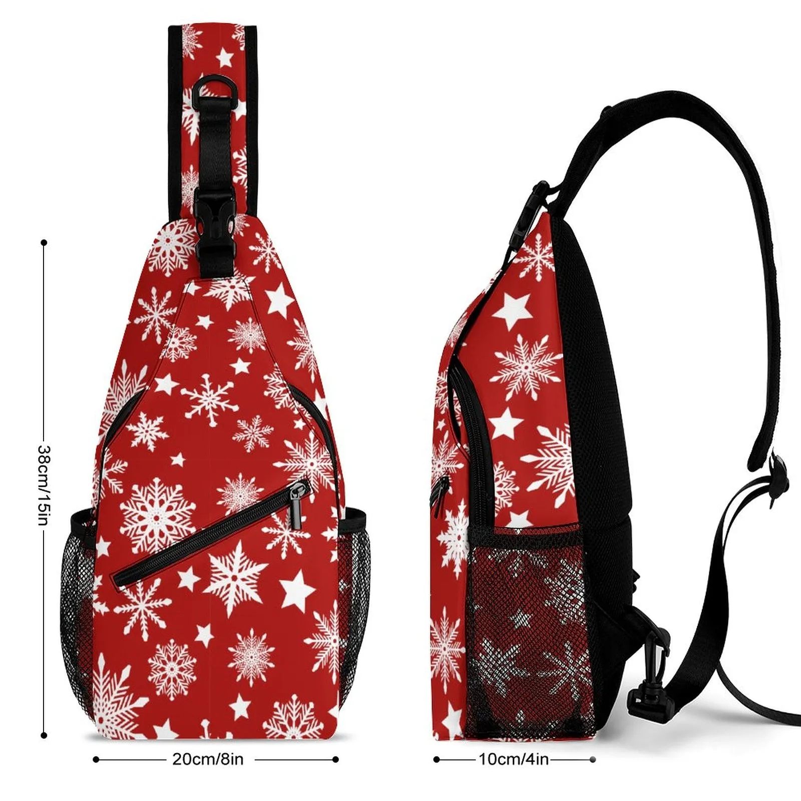 Snowflake Design Holiday Pattern Sling Bag (All-Over Printing), Perfect Gift for Handsfree Holidays