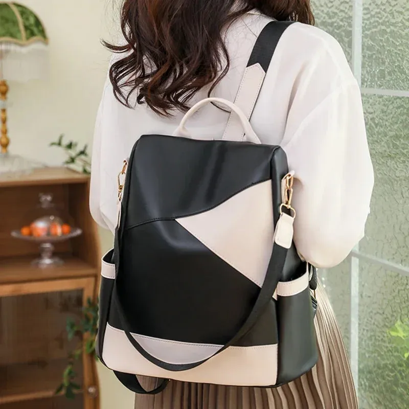 Sohiwoo Large Anti-theft PU Backpack Capacity Women's Leather Backpack Backpack Fashion Girl Travel Mochilas Bag School Designer Leisure