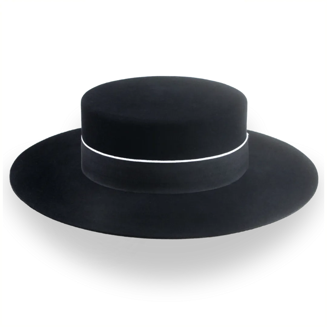 Spanish Cordobés Flat Top Hat Handmade in Black Fur Felt | The Andaluz