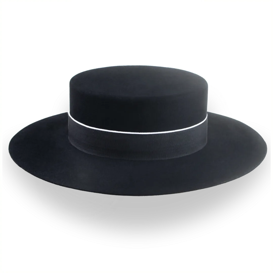 Spanish Cordobés Flat Top Hat Handmade in Black Fur Felt | The Andaluz