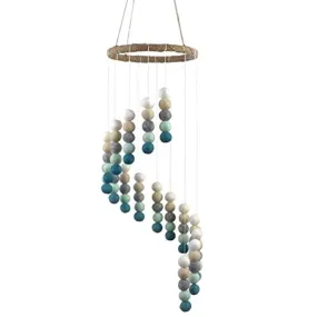 Spiral Felt Ball Mobile- Teal, Seafoam, Almond, Gray, White