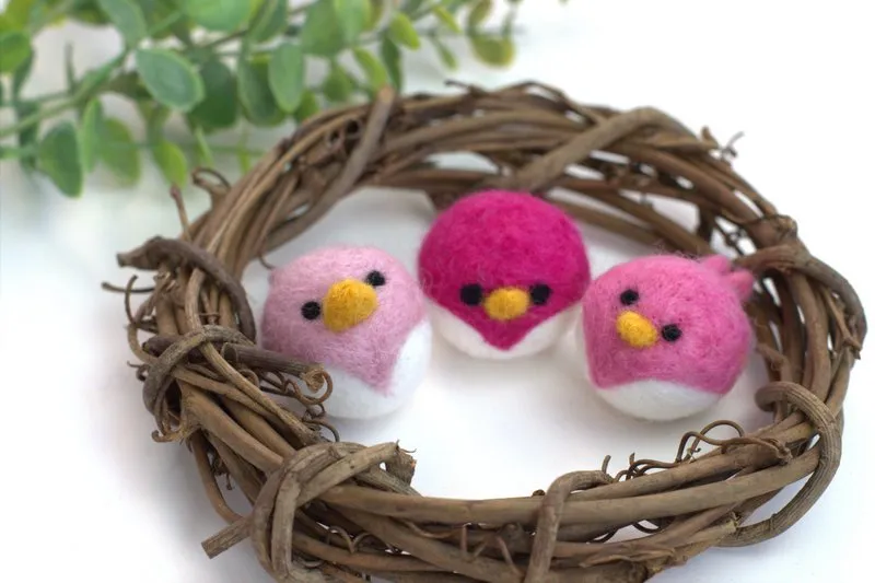 Spring Bird Chick Felt Shapes- SET OF 3 or 6- Pinks