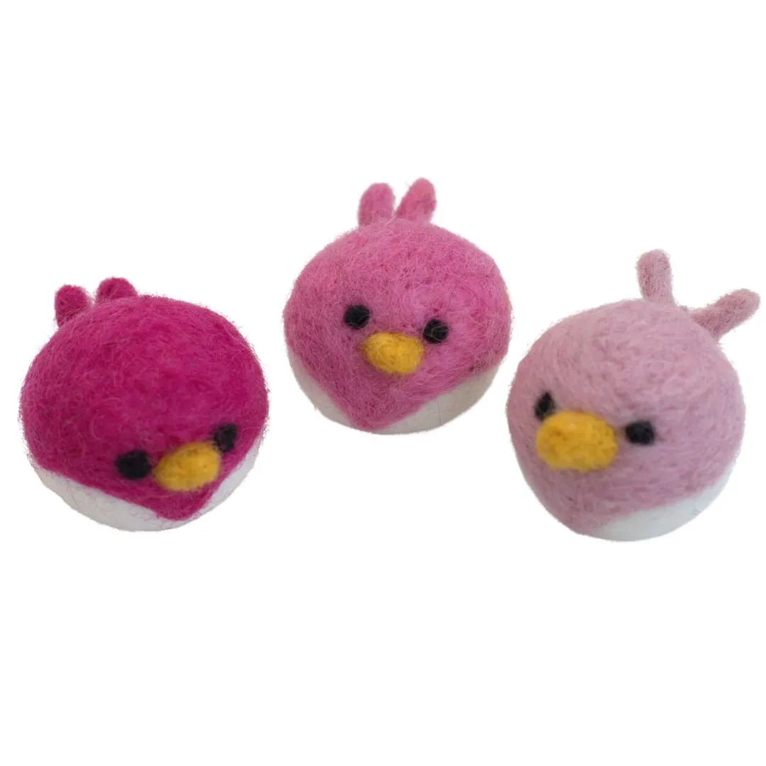 Spring Bird Chick Felt Shapes- SET OF 3 or 6- Pinks