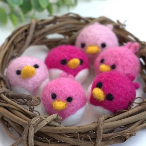 Spring Bird Chick Felt Shapes- SET OF 3 or 6- Pinks