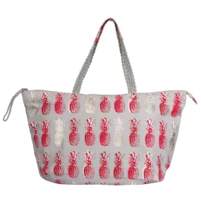 Stylish Big Pineapple Printed Canvas Bag: Fun and Functional Summer Tote (25 L x 8 W x 13.5 H Inch)