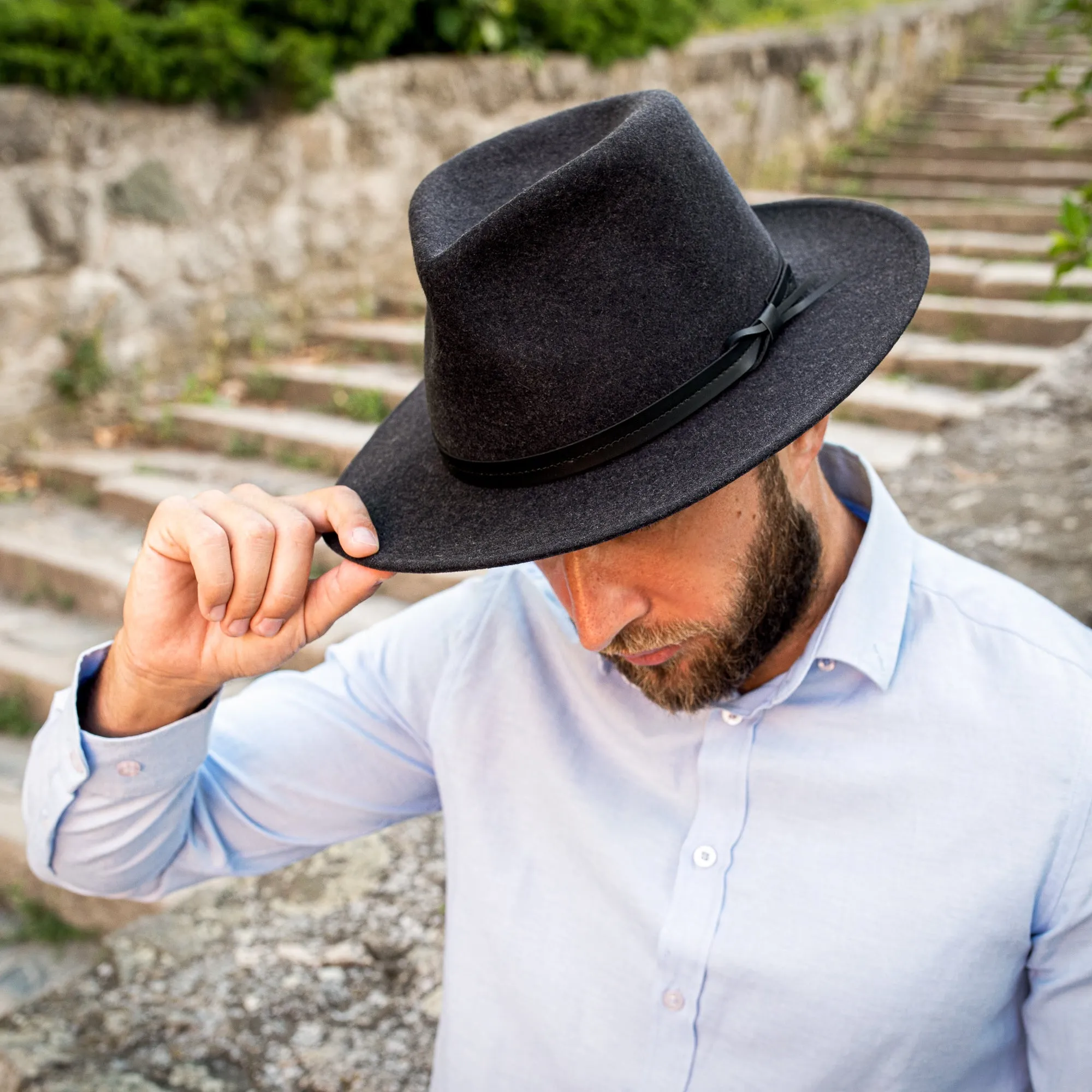 The Lawrence - Flat Brimmed Fedora Trilby Felt Hat