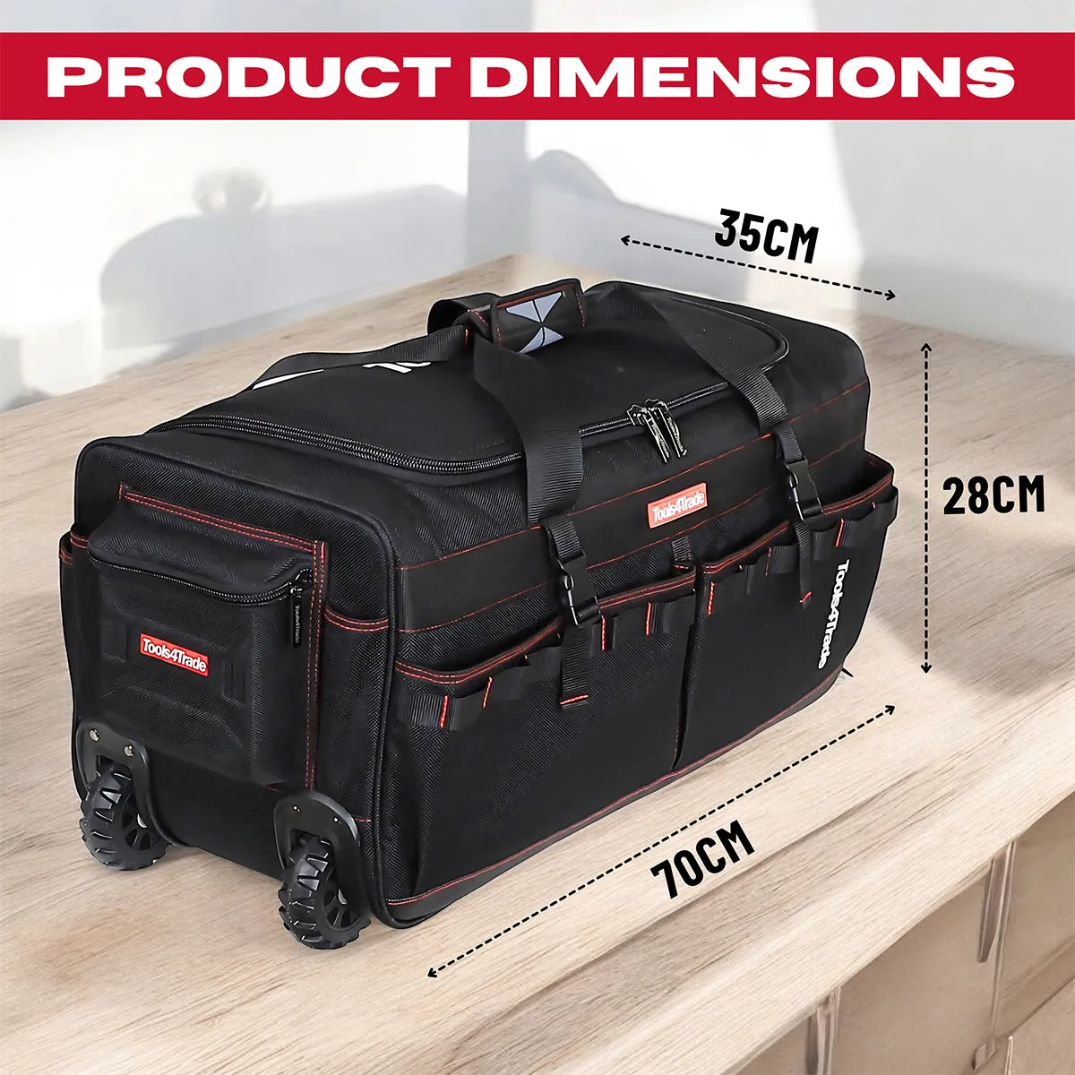 Tools4Trade 26" Heavy Duty Tool Bag with Wheels Black