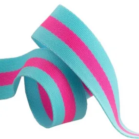 Tula Pink Webbing - Blue Aqua With Hot Pink