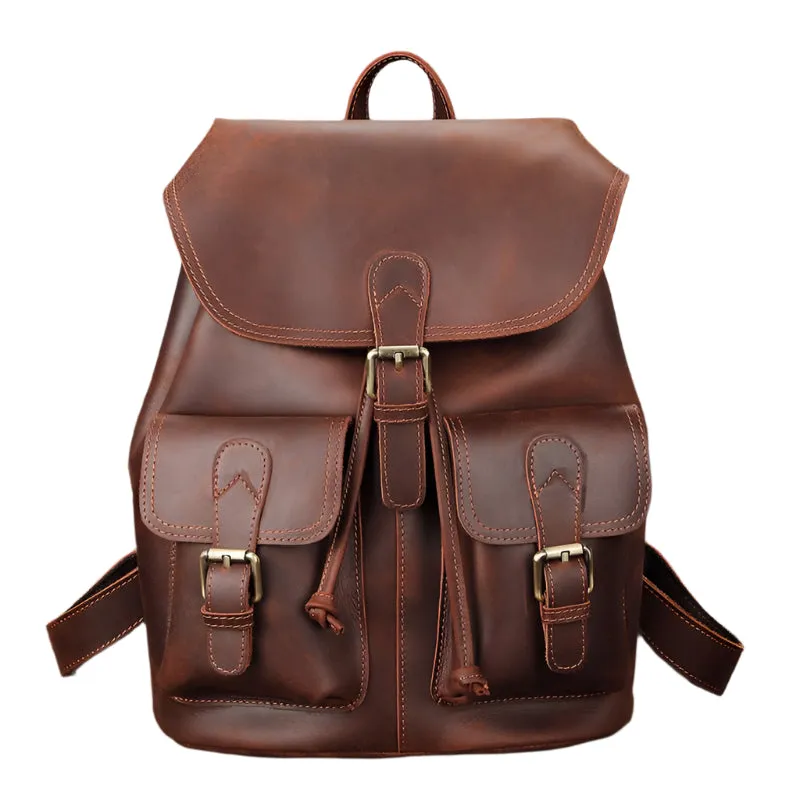 Unisex Leather Large Capacity Leisure Travel Bag Backpack