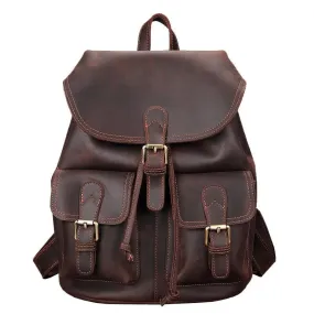 Unisex Leather Large Capacity Leisure Travel Bag Backpack