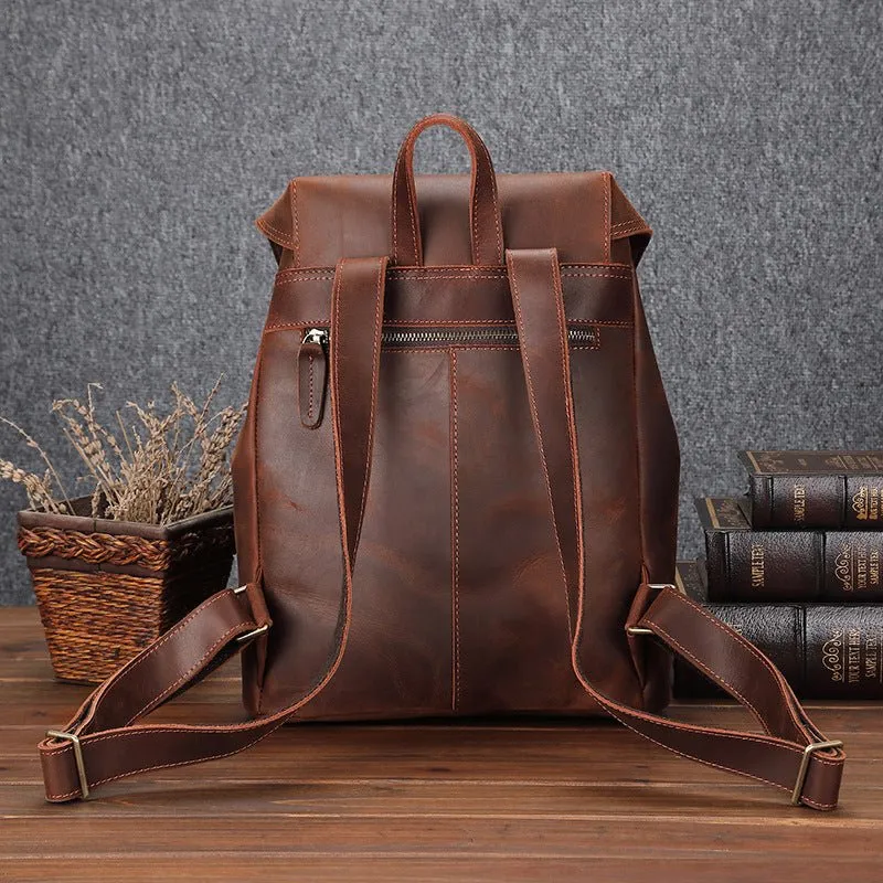 Unisex Leather Large Capacity Leisure Travel Bag Backpack