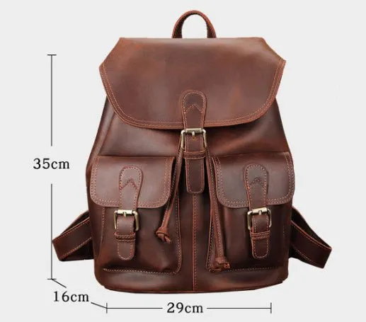 Unisex Leather Large Capacity Leisure Travel Bag Backpack