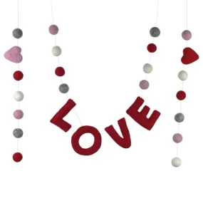 Valentine's LOVE Garland- Red, Pink, Gray, White