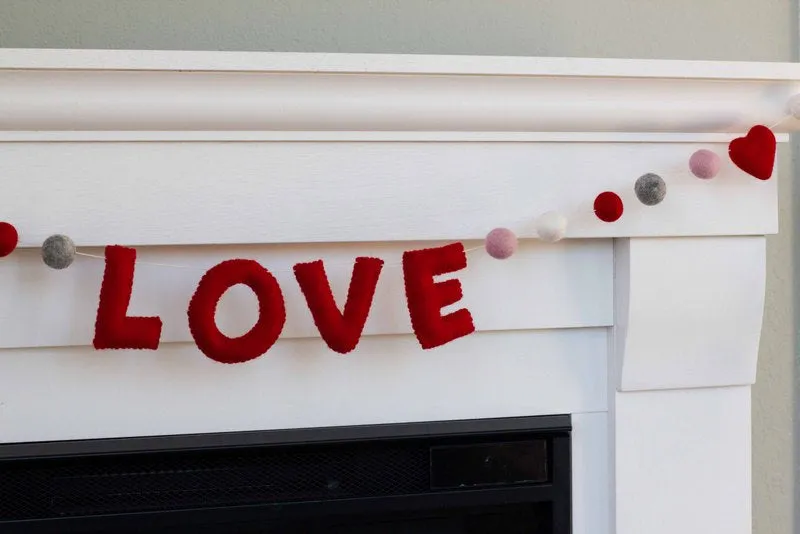 Valentine's LOVE Garland- Red, Pink, Gray, White