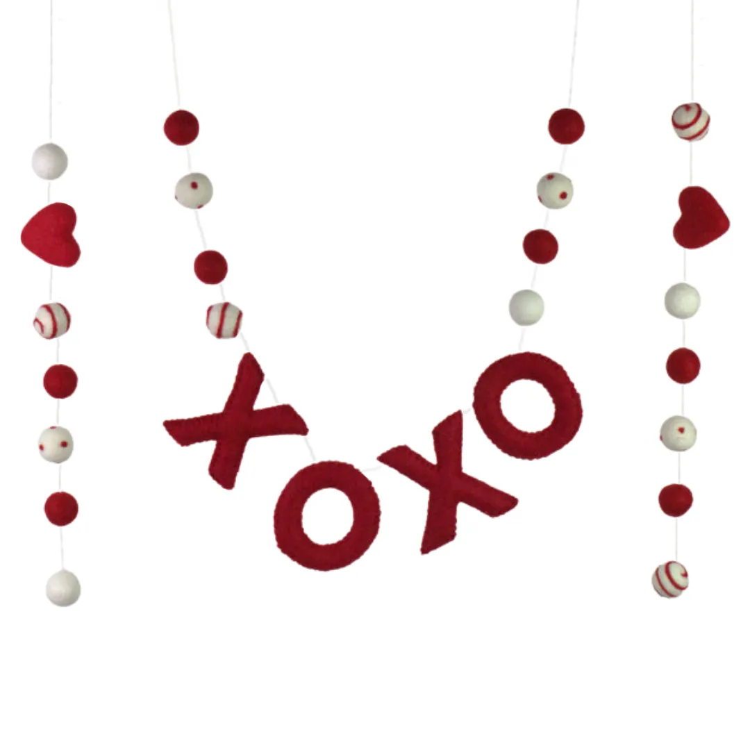 Valentine's XOXO Garland- Red & White