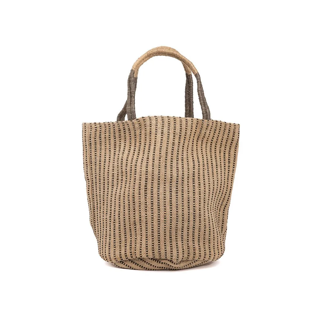 Vertical Stripe Jute Tote Bag