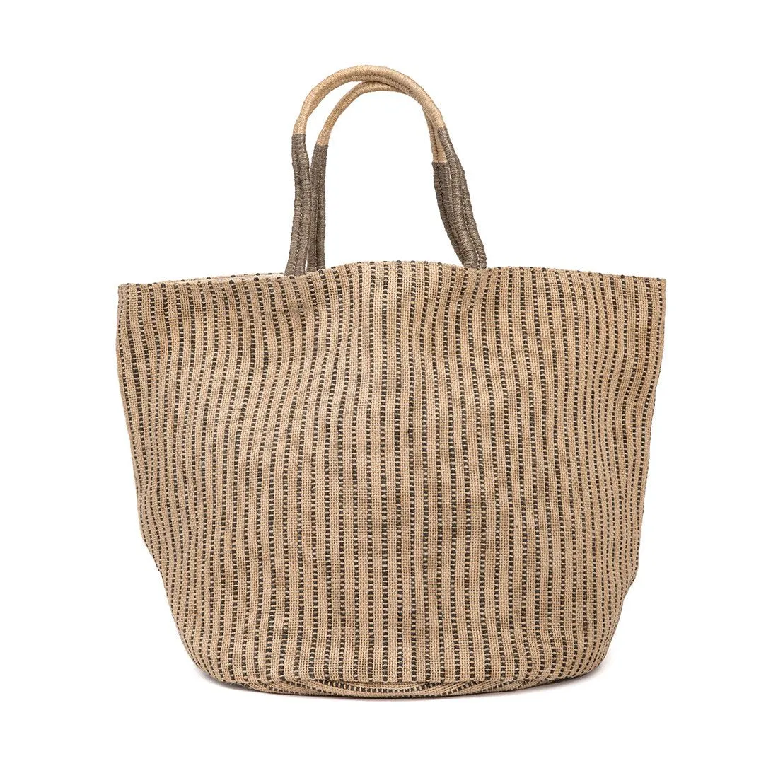 Vertical Stripe Jute Tote Bag