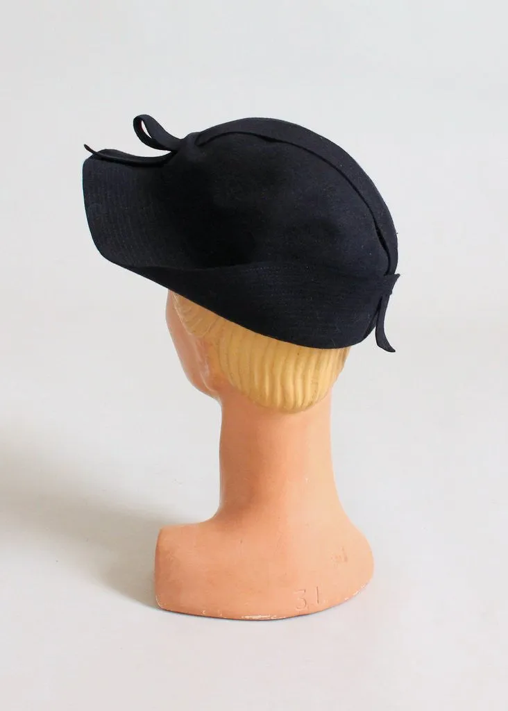 Vintage 1930s Navy Felt Slouch Hat