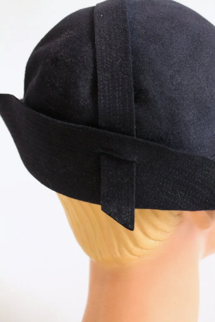 Vintage 1930s Navy Felt Slouch Hat