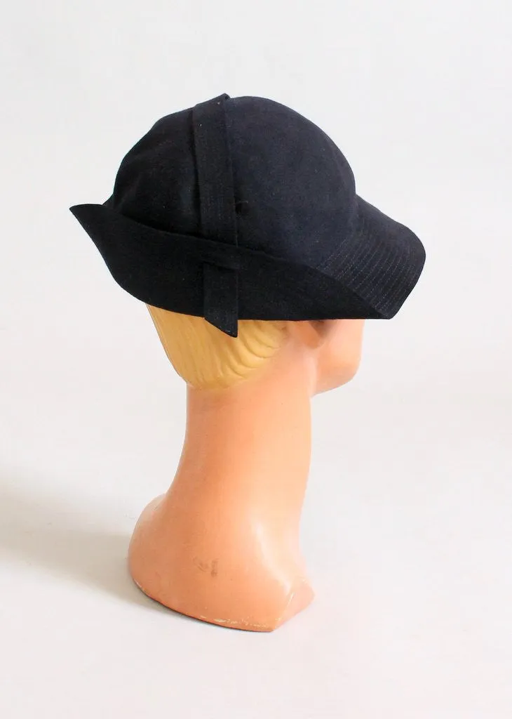 Vintage 1930s Navy Felt Slouch Hat