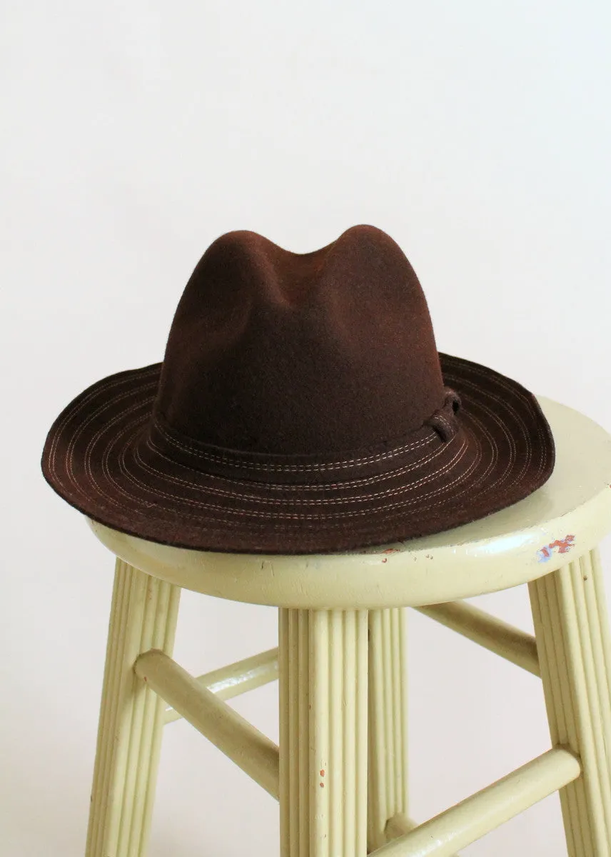 Vintage 1970s Betmar Brown Wool Felt Fedora Hat