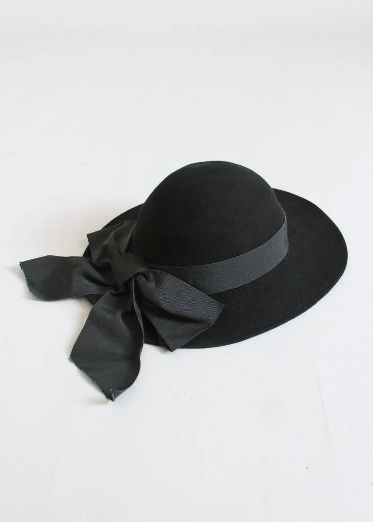 Vintage 1970s Black Felt Fall Weekender Hat