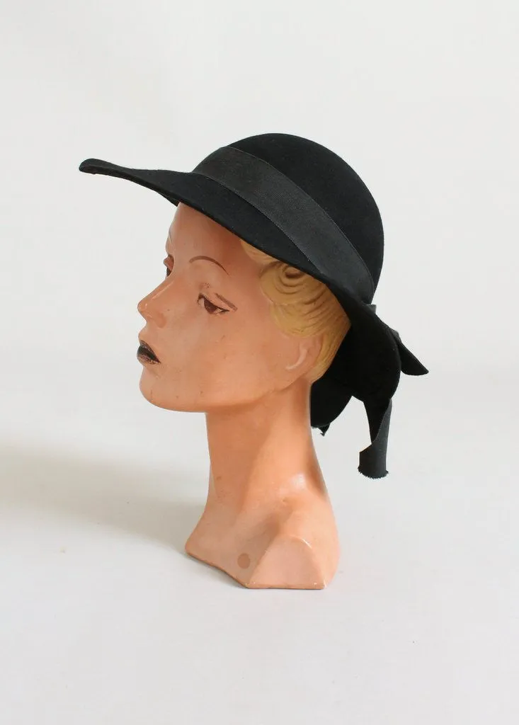 Vintage 1970s Black Felt Fall Weekender Hat