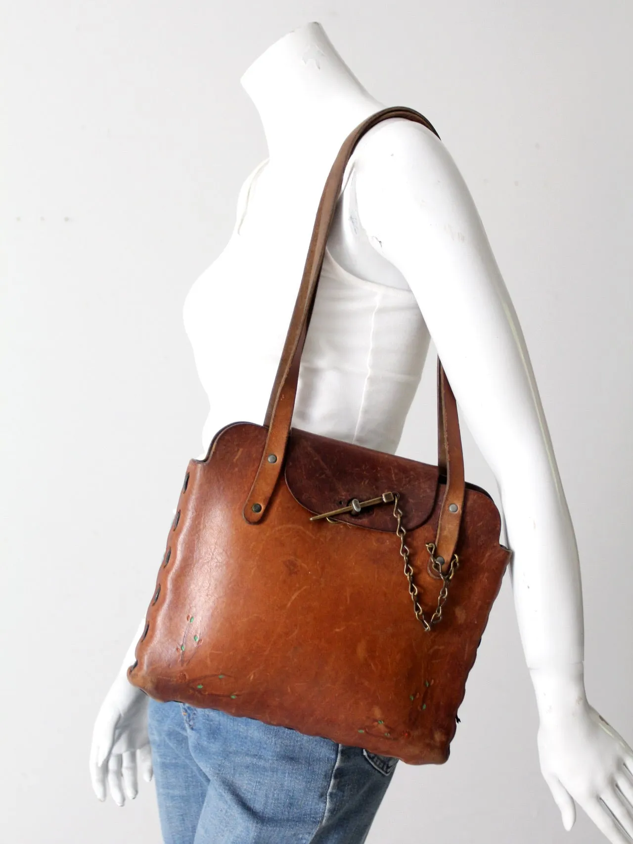 vintage 60s hippie leather bag