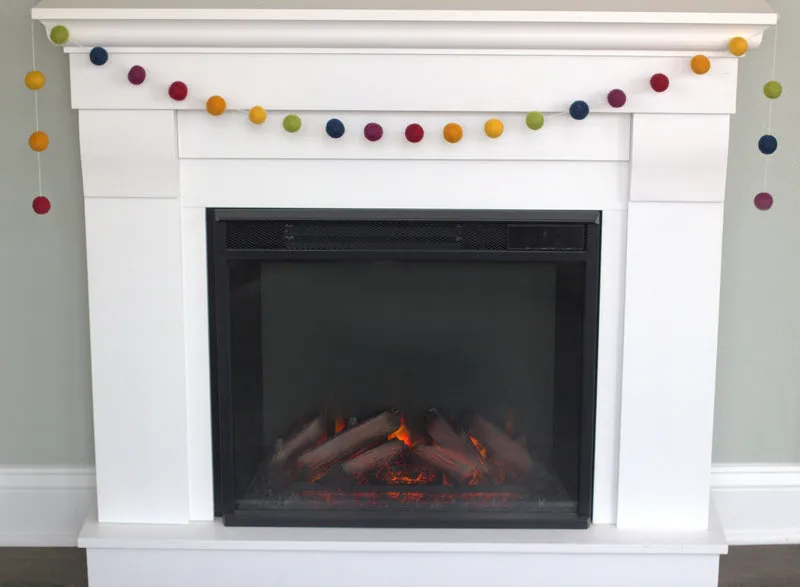 Vintage Rainbow Felt Ball Garland