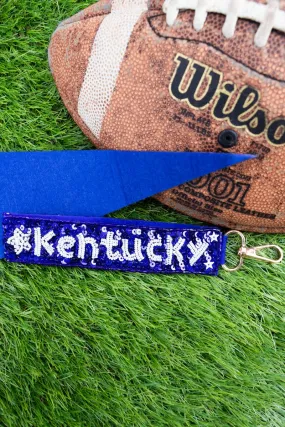 Viola Blue & White 'Kentucky' Sequin Wristlet Keychain