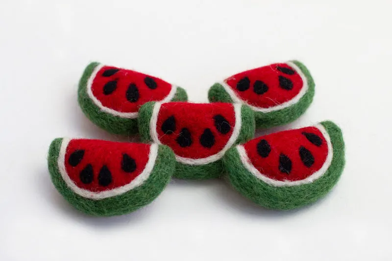 Watermelon Felt Shapes- Red & Green